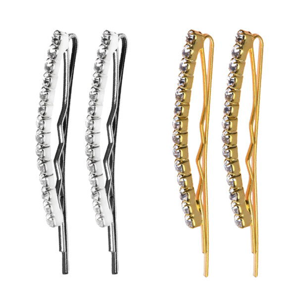 Crystal Silver & Gold Bobby Pins #BESCYSPIN4UCC - PACK OF 4