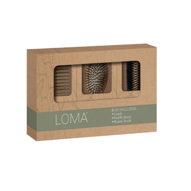 Loma Brushes Bamboo Tool Box Set Of  3