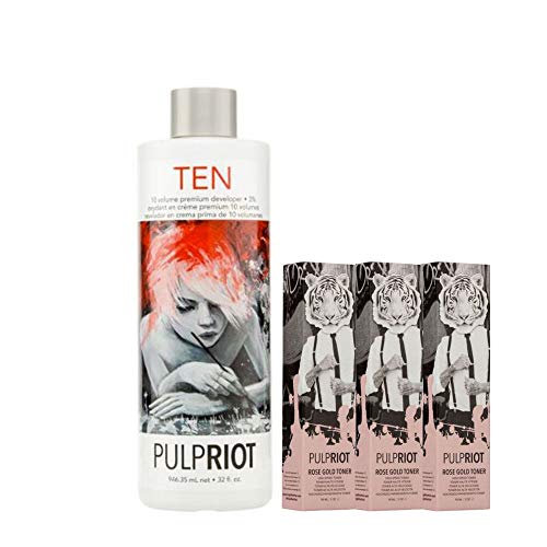 Combo Superior Scalp Developer Ten Vol and 3 x Toner Rose Gold